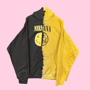 Nirvana Nevermind Smiley Grunge Band Split Dye Hoodie 3XL